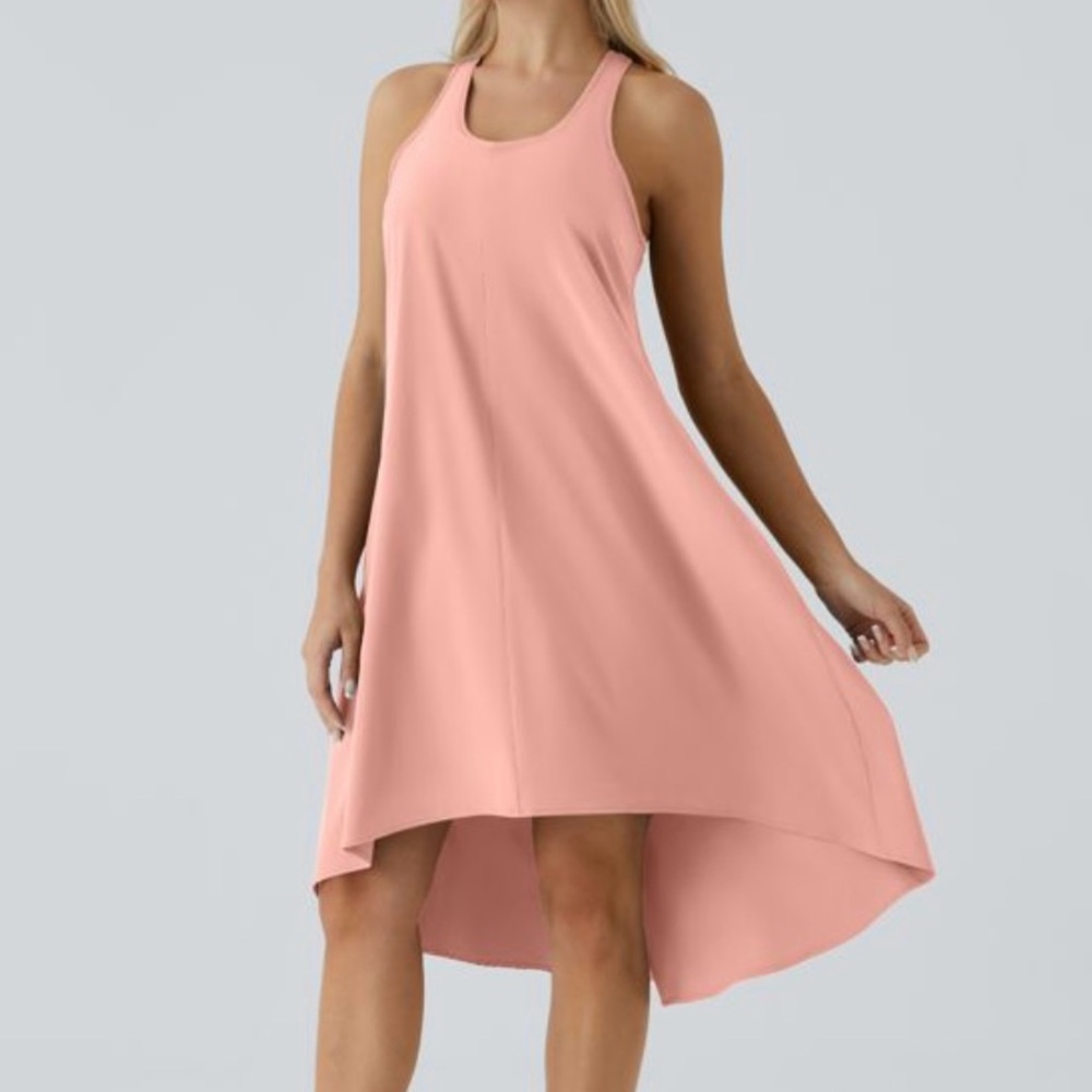 Breezeful™ Backless Racerback Side Pocket High Low Flowy Midi Quick Dry
